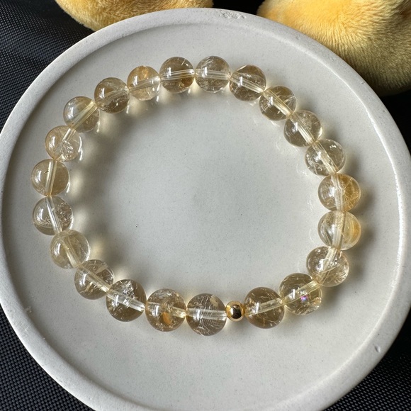100% Natural 8mm unheated citrine beads bracelet - Picture 1 of 7